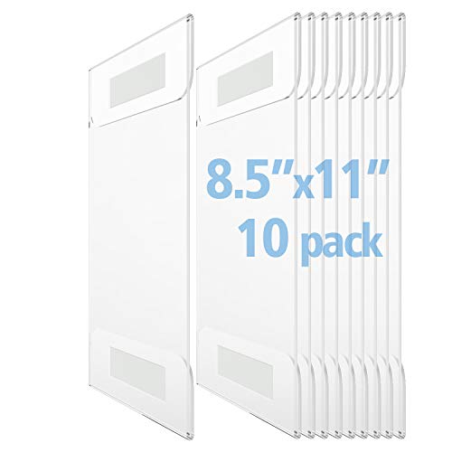 OfficeMajor Acrylic Sign Holder 8.5x11 - Wall Mount Sign Holder with 3M Tape Adhesive Office Door Sign Plastic Frame Wall Sign Holder Clear Wall Mount Frame (Box of 10)