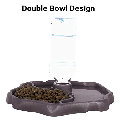 WINGOFFLY Automatic Reptile Feeders Waterer Automatic-refilling Turtle Water Dispenser Bottle Tortoise Food Water Bowl Feeding Dish for Lizards Coffee