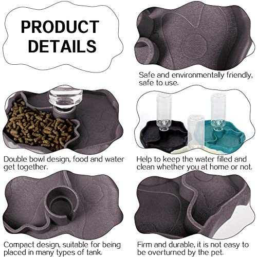 WINGOFFLY Automatic Reptile Feeders Waterer Automatic-refilling Turtle Water Dispenser Bottle Tortoise Food Water Bowl Feeding Dish for Lizards Coffee