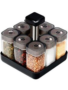 revolving spice rack organizer caddy, rotating spice storage for cabinet and kitchen, 8 jar herb and spice countertop spice rack(spices not included)