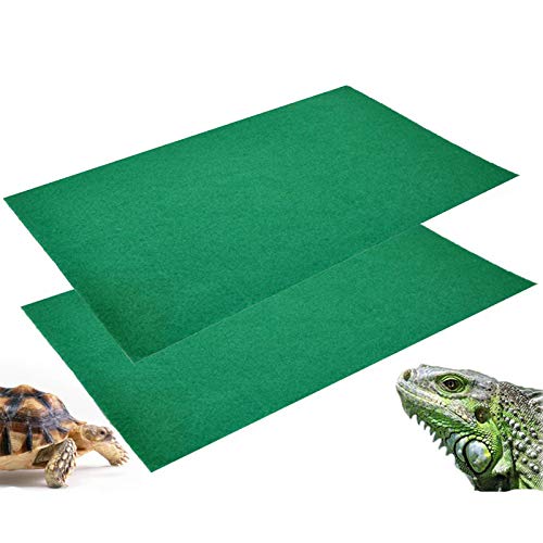 2Pcs Reptile Carpet Terrarium Bedding Substrate Liner Carpet for Lizard, Turtles, Snakes, Bearded Dragon, Iguana Supplies Mat Green