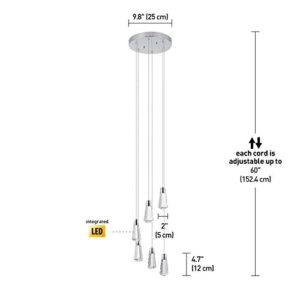 Globe Electric 69989 Harland 30W LED Integrated 6-Light Chandelier, Chrome, Clear Glass Shades, Dimmable, 1500 Lumens, 3000 Kelvin (Warm White), 80 CRI