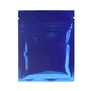 qq studio 100x premium smell proof food safe double-sided color mylar foil flat heat sealable sample ziplock bag 7.5x10cm (3x4") (dark blue)