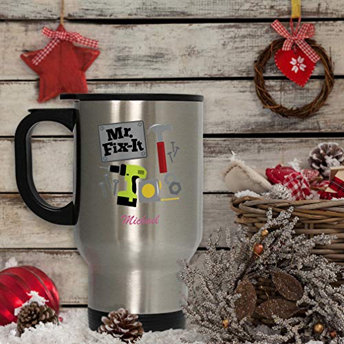 Personalized Custom Text Profession Mr. Fix It Steel Travel Mug Stainless