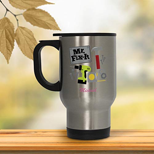 Personalized Custom Text Profession Mr. Fix It Steel Travel Mug Stainless