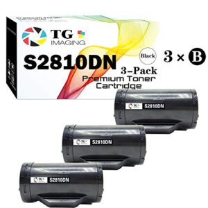 (3xblack) tg imaging compatible dell s2810dn s2810x toner cartridge (3 pack, 6000 pages) replacement for dell 2810 s2810 h815dw s2810dn s2815dn printer