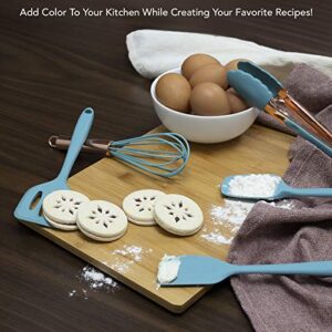 COOK WITH COLOR Set of Five Aqua and Rose Gold Silicone MINI Kitchen Utensil Set