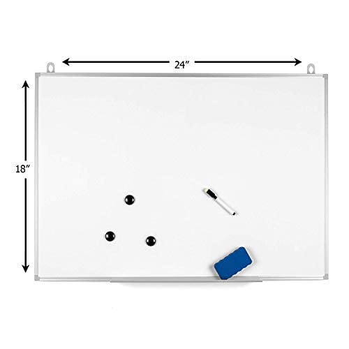 Officeline Ultra-Slim, Lightweight Magnetic Dry Erase Board & Accessories (Includes Whiteboard Pen & Pen Tray, 3 x Magnets & Eraser) (18 x 24 Inch)