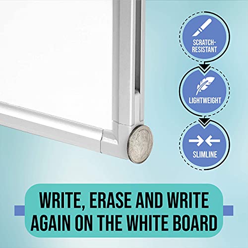 Officeline Ultra-Slim, Lightweight Magnetic Dry Erase Board & Accessories (Includes Whiteboard Pen & Pen Tray, 3 x Magnets & Eraser) (18 x 24 Inch)