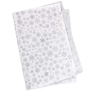 whaline snowflake tissue paper 20" x 28" christmas metallic acid free wrapping paper bulk big size for home, diy and craft, gift bags new year decorations, 60 sheets (silver)