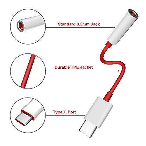 TITACUTE USB C to 3.5mm Aux Cable USB C to 3.5mm Female Adapter Type C to 3.5mm Audio Adapter Auxiliary Adapter Noise Cancelling Headphones Jack Converter Adapter for OnePlus 10T 8T 8 7T 9 10 Pro Nord