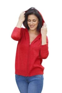 novica cotton blend hoodie, casual comfort in red'