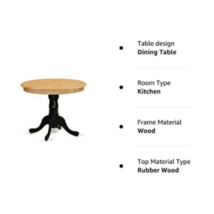 East West Furniture Antique Modern Dining Round Kitchen Table Top with Pedestal Base, 36x36 Inch, Ant-obk-tp