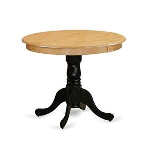 east west furniture antique modern dining round kitchen table top with pedestal base, 36x36 inch, ant-obk-tp