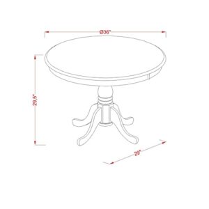 East West Furniture Antique Modern Dining Round Kitchen Table Top with Pedestal Base, 36x36 Inch, Ant-obk-tp