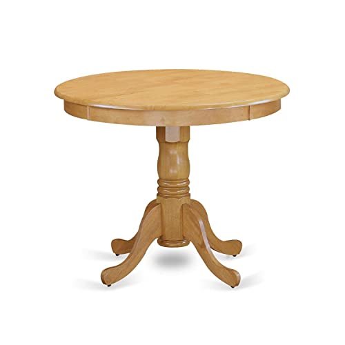 East West Furniture Antique Modern Dining Round Kitchen Table Top with Pedestal Base, 36x36 Inch, Ant-obk-tp
