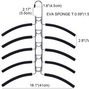 Nature Smile 2 Pack 5 in 1 Anti Slip Metal Sweater Coat Hangers,Multi Layers Wardrobe Clothes Rack,Heavy Duty Metal Space Saver Shirt Blouse Hanger Closet Storage Organizer