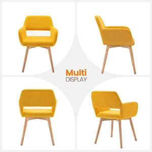 Five stars Furniture Living Room Chairs Set of 2,Small Accent Chair for Vanity,Upholstered Dining Chair for Small Space,Farmhouse Dining Chairs,Desk Chair for Bedroom Yellow