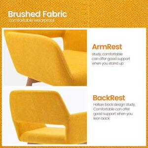 Five stars Furniture Living Room Chairs Set of 2,Small Accent Chair for Vanity,Upholstered Dining Chair for Small Space,Farmhouse Dining Chairs,Desk Chair for Bedroom Yellow