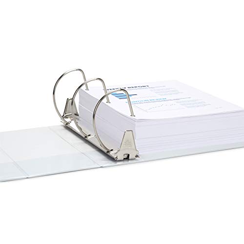 Blue Summit Supplies 5 Inch 3 Ring Binder with D Rings, Extra Large Clear View Binder, Heavy Duty D Ring Binder for Home, Office, and School, Fits Standard 8.5 Inch x 11 Inch Letter Size Paper, White