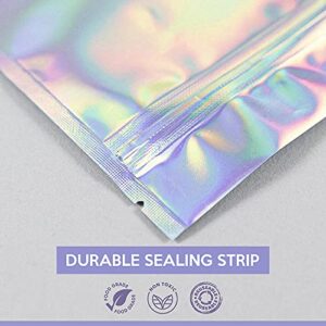 SPACE SEAL 100 Pieces Ziplock Resealable Holographic Bags - 4x6 Inches Smell Proof for Packaging, Aluminium Foil Bags with Rainbow Color Pouch