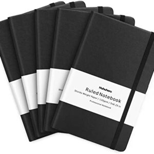 Huhuhero Journal Notebooks, College Ruled Notebook, Premium Thick Paper Lined Journal, Black Hardcover Notebook for Office Home School Business Writing Note Taking Journaling, College School Supplies 5"×8.25" (5, Black)