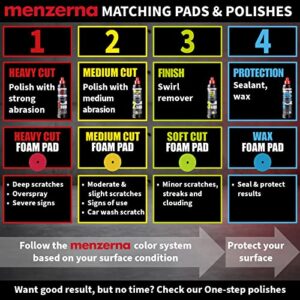 menzerna 6 Inch Polishing Pad Heavy Cut for Scratch Repair I Body Repair and Detailing Pads with Safety Edge & Velcro Attachment I Washable & Long Lasting I Thin Pad with Hole for Anti Heat Build-Up