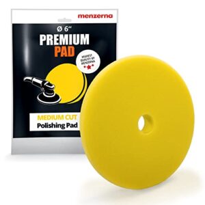 menzerna 6 inch polishing pad medium cut for medium fine polishing i body repair & detailing pads with safety edge & velcro attachment i washable & long lasting i with hole for anti heat build-up