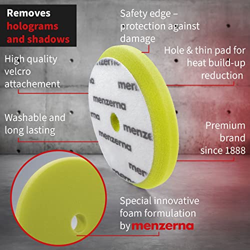 menzerna 6 Inch Polishing Pad Finish I High Shine Finishing Buffer Pad I Body Repair Buffing & Polishing I with Safety Edge, Velcro Attachment & Hole for Anti Heat Build-Up I Washable & Long Lasting