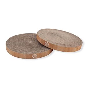 cozy cat scratcher bowl replacement pad (2 pack), 100% recycled paper, chemical-free materials (regular, oak)