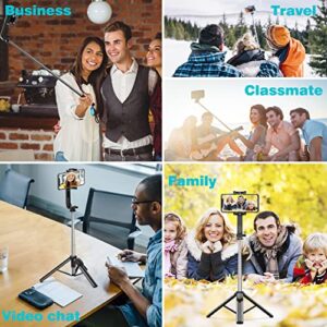 Selfie Stick, Extendable Selfie Stick Tripod with Wireless Remote, Portable Phone Tripod Stand for Group Selfie/Live Streaming/Video Recording Compatible with All Cellphone, Compact Size & Lightweight