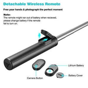 Selfie Stick, Extendable Selfie Stick Tripod with Wireless Remote, Portable Phone Tripod Stand for Group Selfie/Live Streaming/Video Recording Compatible with All Cellphone, Compact Size & Lightweight