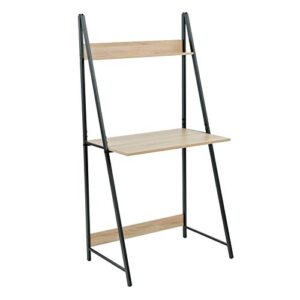 c-hopetree ladder desk with shelf - student study table - black metal frame