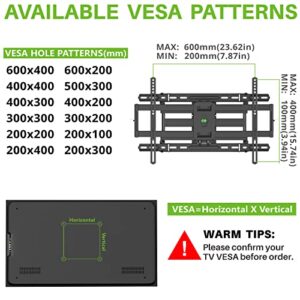 USX MOUNT UL Listed TV Wall Mount for 42"-80" TVS, Fits 16" 18" or 24" Studs, Full Motion Bracket Tilt Swivel Extension with Dual Articulating Arms, Max VESA 600x400mm, Load 110lbs