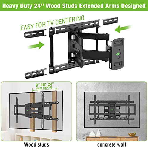 USX MOUNT UL Listed TV Wall Mount for 42"-80" TVS, Fits 16" 18" or 24" Studs, Full Motion Bracket Tilt Swivel Extension with Dual Articulating Arms, Max VESA 600x400mm, Load 110lbs