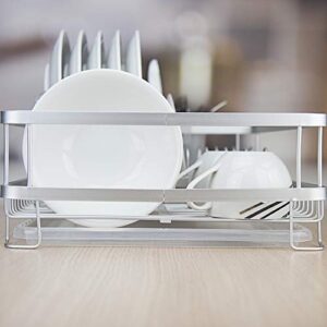 Evelyne GMT-10408 Aluminum Dish Drying Rack with Utensil Holder - Kitchen Countertop Rust Proof Dish Rack and Drainboard Set