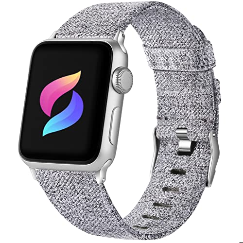 Haveda Fabric Compatible for Apple Watch Band Series 6 Series 5/4 40mm, Soft Accessories for Apple watch SE, iwatch bands 38mm womens, Cloth for Apple Watch band 38mm Series 3 2/1 Men (Light Gray)