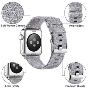 Haveda Fabric Compatible for Apple Watch Band Series 6 Series 5/4 40mm, Soft Accessories for Apple watch SE, iwatch bands 38mm womens, Cloth for Apple Watch band 38mm Series 3 2/1 Men (Light Gray)