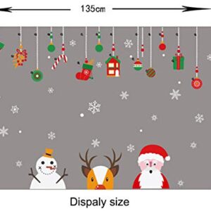 Longten Christmas Window Clings Stickers Santa Claus Reindeer Snowman Removable Vinyl Christmas Tree DIY Wall Window Door Mural Decal Sticker for Showcase