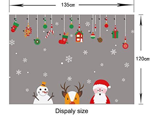 Longten Christmas Window Clings Stickers Santa Claus Reindeer Snowman Removable Vinyl Christmas Tree DIY Wall Window Door Mural Decal Sticker for Showcase