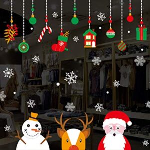 Longten Christmas Window Clings Stickers Santa Claus Reindeer Snowman Removable Vinyl Christmas Tree DIY Wall Window Door Mural Decal Sticker for Showcase