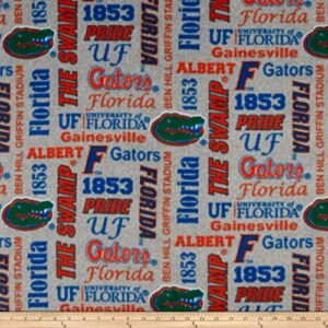NCAA Florida Gators Fleece Heather Verbiage, Fabric by the Yard