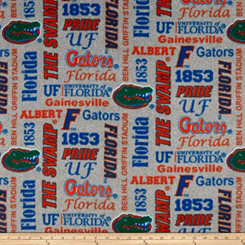 NCAA Florida Gators Fleece Heather Verbiage, Fabric by the Yard