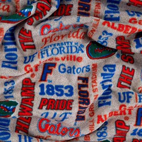 NCAA Florida Gators Fleece Heather Verbiage, Fabric by the Yard