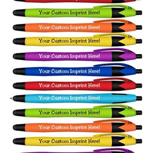 Ballpoint Soft Touch Personalized Ink Pens with Stylus Tip - The Jewel - Click action - Custom - Black writing - Printed Name - Imprinted - Your Logo/Message - FREE PERZONALIZATION (Assorted Colors)