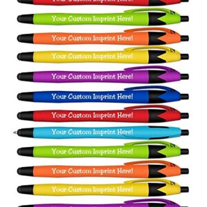 Ballpoint Soft Touch Personalized Ink Pens with Stylus Tip - The Jewel - Click action - Custom - Black writing - Printed Name - Imprinted - Your Logo/Message - FREE PERZONALIZATION (Assorted Colors)