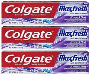 colgate max fresh toothpaste - knockout - with odor neutralizing technology - net wt. 6 oz (170 g) per tube - pack of 3 tubes