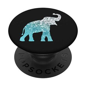 silver light blue elephant on black popsockets swappable popgrip
