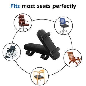 MoKo Office Chair Armrest Pads, Foam Soft Elbow Pillow - Universal Chair Arm Covers for Elbows and Forearms Pressure Relief - Black(2 Pack)