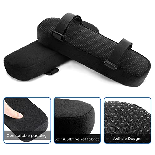 MoKo Office Chair Armrest Pads, Foam Soft Elbow Pillow - Universal Chair Arm Covers for Elbows and Forearms Pressure Relief - Black(2 Pack)